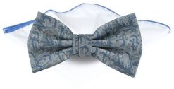 Mucha Męska z Poszetką - Chattier - Popiel z Niebieskim, Kwiaty. Niebieskie krawaty i muchy męskie Chattier, bez wzorów, eleganckie. Za 65.00 zł.