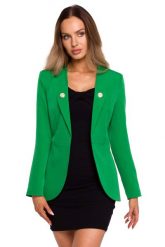 Elegancki Żakiet z Ozdobnymi Guzikami - Zielony. Zielone marynarki i żakiety damskie MOE, l, bez wzorów, z elastanu, eleganckie. Za 298.90 zł.