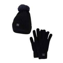 Damski Zimowy Zestaw Termiczny - Czapka + Rękawiczki - Granatowy. Niebieskie czapki zimowe damskie HEAT KEEPER, z poliesteru. W wyprzedaży za 134.32 zł.