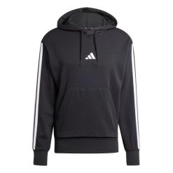 Bluza z kapturem adidas Essentials 3-Stripes French Terry. Czarne bluzy sportowe damskie Adidas, s, bez wzorów, z dresówki, bez ramiączek, z kapturem. Za 301.75 zł.