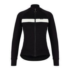 Bluza rowerowa męska Santini Adapt Wool Thermal Jersey. Czarne bluzy bez kaptura męskie SANTINI, bez wzorów, z jersey, sportowe, bez kołnierzyka, bez ramiączek. Za 289.99 zł.