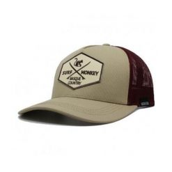 Czapka Trucker - 5 Paneli / Z Recyklingu / Jeden Rozmiar (Beżowy/Bordowy). Czerwone czapki męskie SURF MONKEY, z aplikacjami, sportowe. Za 159.95 zł.