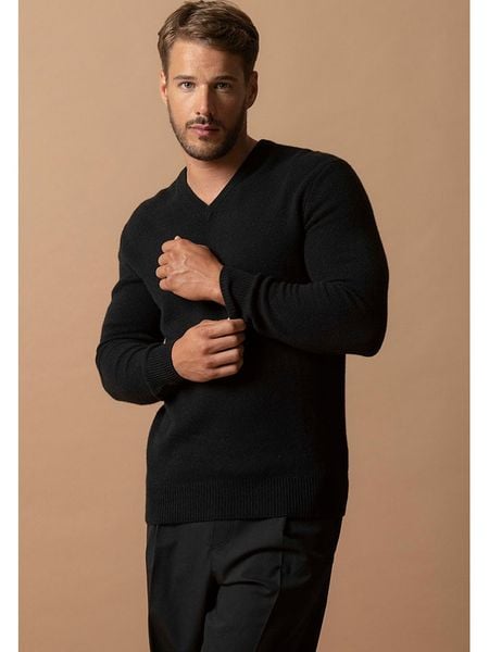 Perfect Cashmere Kaszmirowy sweter "Enzo" w kolorze czarnym rozmiar: L. Czarne swetry męskie Perfect Cashmere, l, bez wzorów, z kaszmiru, bez kołnierzyka. Za 565.99 zł.