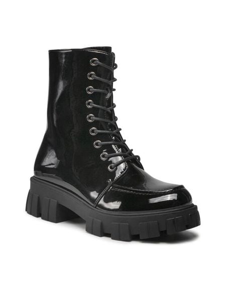 DeeZee Trapery WS5585-07 Czarny. Czarne trapery damskie DeeZee, ze skóry, bez obcasa. Za 129.99 zł.