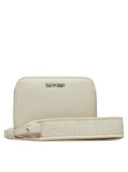Calvin Klein Portfel Gracie K60K611688 Beżowy. Brązowe portfele damskie CALVIN KLEIN, bez wzorów, ze skóry. Za 209.99 zł.