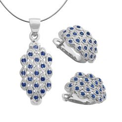 PAVO Komplet srebrnej biżuterii kolczyki naszyjnik szafiry 2,3 ct. Szare kolczyki damskie Braccatta, z szafirem, metalowe, z angielskim zapięciem. Za 649.00 zł.