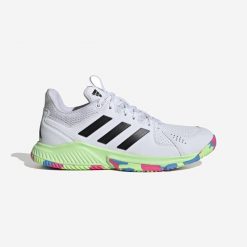 Buty do piłki ręcznej ADIDAS Court Flight. Białe buty sportowe na co dzień damskie Adidas, bez wzorów, z kauczuku, na fitness i siłownię. W wyprzedaży za 279.99 zł.