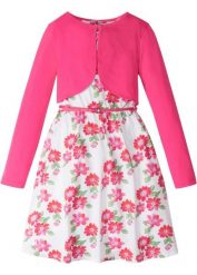 Sukienka + pasek + bolerko (3 części). Białe sukienki dziewczęce bonprix, bez wzorów, bez ramiączek, długie. Za 99.99 zł.