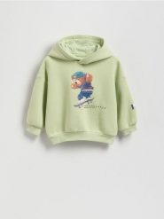 Bluza z nadrukiem - jasnozielony. Zielone bluzy i bluzki niemowlęce Reserved, bez wzorów, z bawełny, bez ramiączek, bez kaptura. Za 59.99 zł.