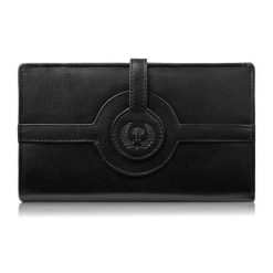 Portfel damski skórzany czarny duży w orientacji poziomej z RFID Paolo Peruzzi T-134-BL. Czarne portfele damskie bez wzorów, z materiału. Za 75.65 zł.