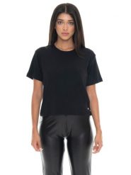 Koszulka damska Leone 1947 Apparel Glam Winter z krótkim rękawem. Czarne t-shirty damskie LEONE 1947 APPAREL, m, z aplikacjami, z bawełny, bez kołnierzyka. Za 206.29 zł.
