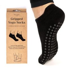 Antypoślizgowe skarpetki do jogi myga Grip Socks. Czarne skarpetki damskie Myga, bez wzorów. Za 39.99 zł.