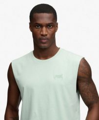 Superdry Organic Cotton Essential Logo Tank Top z bawełny organicznej. Zielone topy sportowe damskie Superdry., uniwersalny, bez wzorów, z bawełny, bez ramiączek. Za 128.10 zł.