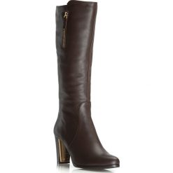 Buty damskie. Żółte kozaki damskie Wittchen, z materiału, bez obcasa, na obcasie. W wyprzedaży za 359.90 zł.