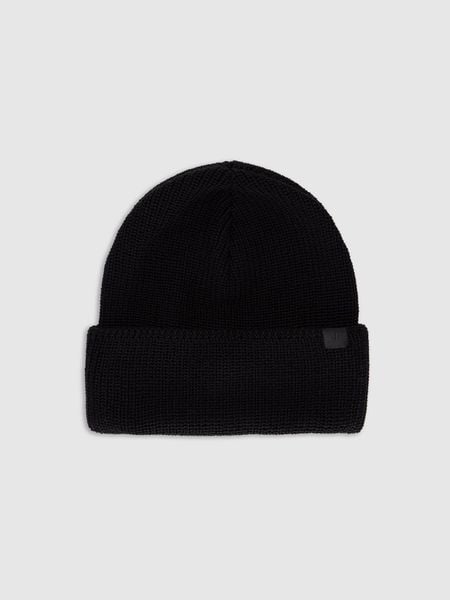 4F Czapka beanie z wełną merino uniseks - czarna Uniwersalny. Czarne czapki męskie 4f, na zimę, bez wzorów, z wełny, klasyczne. Za 99.99 zł.