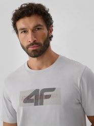4F T-shirt regular z nadrukiem męski - szary L. Szare t-shirty męskie 4f, l, bez wzorów, z bawełny, bez kołnierzyka. Za 79.99 zł.