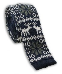 Krawat Śledź Dziergany (Knit) - Wzór Norweski - Świąteczny - ALTIES. Niebieskie krawaty i muchy męskie Alties, bez wzorów, z dzianiny, sportowe. Za 55.00 zł.