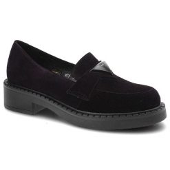 Mokasyny damskie Lamanti, naturalna skóra zamszowa skórzana wkładka i wnętrze wsuwana konstrukcja, ciemnofioletowe, 877. Fioletowe mokasyny damskie LAMANTI, ze skóry. Za 359.00 zł.
