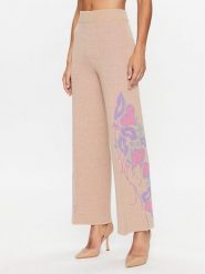 TWINSET Spodnie dzianinowe 232TP3681 Beżowy Wide Leg. Brązowe spodnie materiałowe damskie Twinset, bez wzorów, z dzianiny. Za 1,819.00 zł.