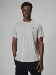 4F T-shirt regular gładki męski - szary L. Szare t-shirty męskie 4f, l, bez wzorów, z jeansu, bez kołnierzyka. Za 49.99 zł.