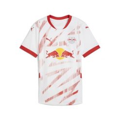 Damska koszulka domowa RB Leipzig 24/25 PUMA White For All Time Red. Białe bluzki damskie Puma, bez wzorów, retro, bez kołnierzyka, bez ramiączek. Za 395.90 zł.