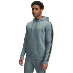 Bluza z kapturem z logo na paskach Under Armour Icon Fleece. Niebieskie bluzy sportowe męskie Under Armour, m, z bawełny. Za 376.99 zł.