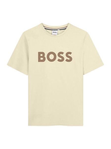 BOSS T-Shirt J52711 S Beżowy Regular Fit. Brązowe t-shirty chłopięce Boss, bez wzorów, z bawełny, bez ramiączek. Za 189.99 zł.