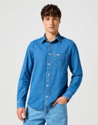 WRANGLER MĘSKA KOSZULA 1 PKT SHIRT MID STONE 112357191 W5X2014179. Koszule męskie Wrangler, m, bez wzorów, bez kołnierzyka, bez ramiączek. Za 179.99 zł.