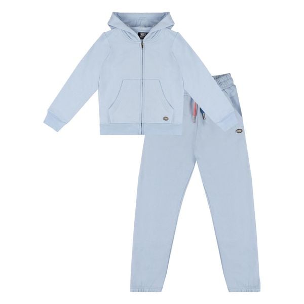 Bluza z bawełna z kaptur na co dzień na siłownię. Niebieskie spodnie dresowe damskie LEONE 1947 APPAREL, bez wzorów, z bawełny. W wyprzedaży za 112.15 zł.