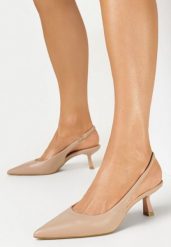 Ciemnobeżowe Sandały na Niskim Obcasie Nunziata. Brązowe sandały damskie Born2be, bez wzorów, bez obcasa, na obcasie. Za 89.99 zł.