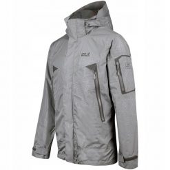 Kurtka z kapturem szara JACK WOLFSKIN ROCKY FOREST LEAF. Szare kurtki treningowe męskie Jack Wolfskin, l, bez wzorów. Za 499.00 zł.