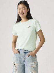 Levi's Koszulka w kolorze turkusowym rozmiar: M. Niebieskie bluzki damskie Levi's, m, bez wzorów, z bawełny, bez kołnierzyka. Za 77.95 zł.