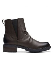 Clarks Skórzane botki "Hearth Rose" w kolorze brązowym rozmiar: 39,5. Brązowe botki damskie Clarks, bez obcasa, bez zapięcia. Za 228.38 zł.