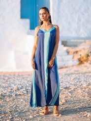 Isla Bonita by SIGRIS Sukienka w kolorze turkusowo-czarnym rozmiar: XL. Czarne sukienki damskie Isla Bonita by SIGRIS, na co dzień, xl, bez wzorów, z bawełny, bez kołnierzyka, bez ramiączek, maxi, proste. Za 101.23 zł.