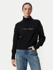 Calvin Klein Jeans Golf LV047H329G Czarny Regular Fit. Czarne golfy damskie Calvin Klein Jeans, m, bez wzorów, z bawełny, bez ramiączek. Za 449.99 zł.