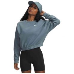 Bluza Damska UA Rival Fleece Piped Crew 6007035-587. Niebieskie bluzy bez kaptura damskie Under Armour. Za 129.99 zł.