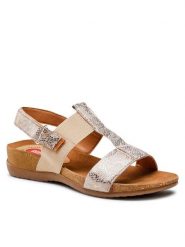 Go Soft Sandały OCE-141/2-07 Złoty. Żółte sandały damskie GO SOFT, bez wzorów, ze skóry, bez obcasa, na płaskiej podeszwie. Za 179.99 zł.