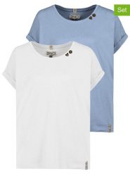 Sublevel Koszulki (2 szt.) w kolorze białym i błękitnym rozmiar: XS. Białe t-shirty damskie Sublevel, xs, bez wzorów, z bawełny, bez kołnierzyka. Za 88.02 zł.
