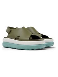 Camper Skórzane sandały "Pelotas Flota" w kolorze kahki na obcasie rozmiar: 38. Brązowe sandały damskie Camper, bez wzorów, bez obcasa, na koturnie. Za 282.99 zł.