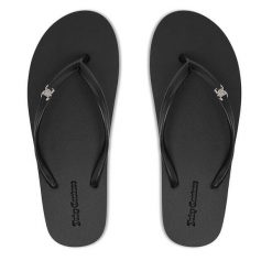 Japonki Juicy Couture. Czarne klapki damskie Juicy Couture, bez wzorów, bez obcasa. Za 69.99 zł.