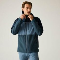 Męska wodoodporna kurtka z kapturem i panelami Maland II. Niebieskie kurtki męskie Regatta, l, bez wzorów, z materiału, z kapturem. Za 329.99 zł.