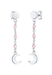 Elli Damski Księżyc płytkowy z różowym kwarcem w srebrze próby 925 Sterling Silver Kolczyki 1 ct. Czerwone kolczyki damskie Elli, z kwarcem, srebrne. Za 211.64 zł.