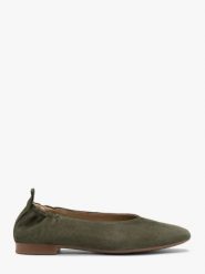 Zielone baleriny z kwadratowym noskiem. Zielone baleriny damskie Ryłko, bez wzorów, ze skóry, bez obcasa. Za 299.99 zł.