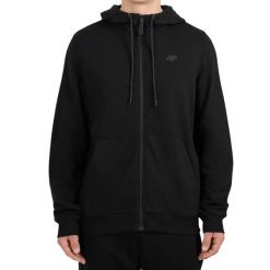 Bluza męska 4F z wysokim kołnierzem. Czarne bluzy bez kaptura męskie 4f, m, z bawełny. Za 120.99 zł.