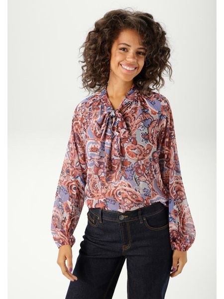 Aniston Bluzka w kolorze czerwono-niebieskim rozmiar: 40. Czerwone bluzki damskie Aniston, bez wzorów, bez kołnierzyka, bez ramiączek. Za 61.02 zł.