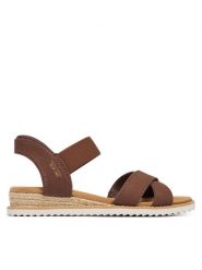 Skechers Sandały BOBS Desert Kiss - Golden Lily 114418/CHOC Brązowy. Brązowe sandały damskie Skechers, bez wzorów, z materiału, bez obcasa, na płaskiej podeszwie. Za 289.99 zł.