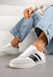 Białe Klasyczne Sneakersy Tenisówki na Półprzezroczystej Podeszwie Niniel. Białe trampki i tenisówki damskie Renee, bez wzorów, z jeansu. Za 74.99 zł.