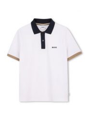 BOSS Polo J52955 D Biały Regular Fit. Białe t-shirty chłopięce Boss, bez wzorów, z bawełny, bez ramiączek. Za 316.99 zł.
