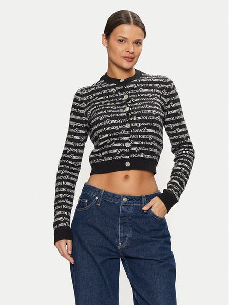 Tommy Jeans Kardigan DW0DW19340 Czarny Slim Fit. Czarne kardigany damskie Tommy Jeans, xs, bez wzorów, z bawełny. Za 249.99 zł.