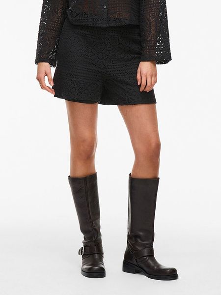 Vila Szorty w kolorze czarnym rozmiar: S. Czarne szorty damskie Vila, bez wzorów, z koronki, z podwyższonym stanem. Za 67.45 zł.